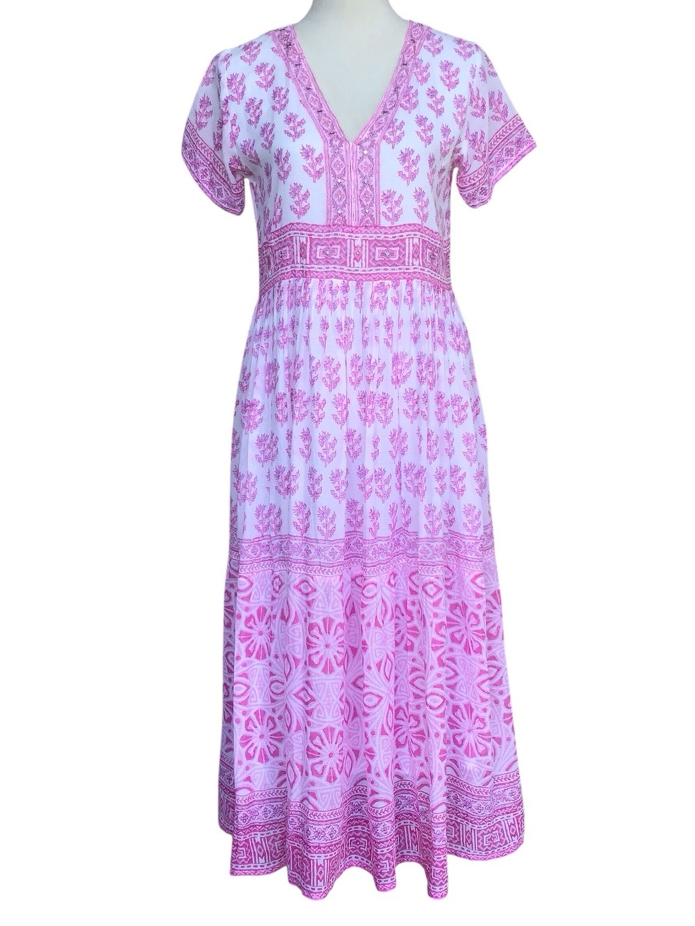 Bell Tu Pink White Purple Floral Cotton Dress
